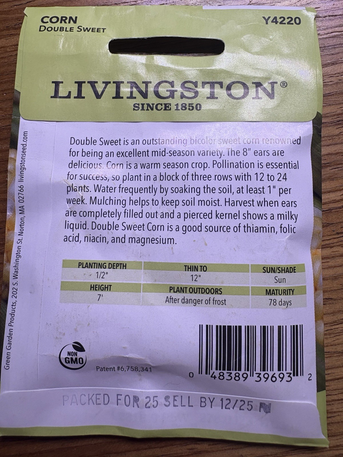 10 PACK BUNDLE Livingston Seed Company Corn Double Sweet Non-GMO Vegetable Seeds