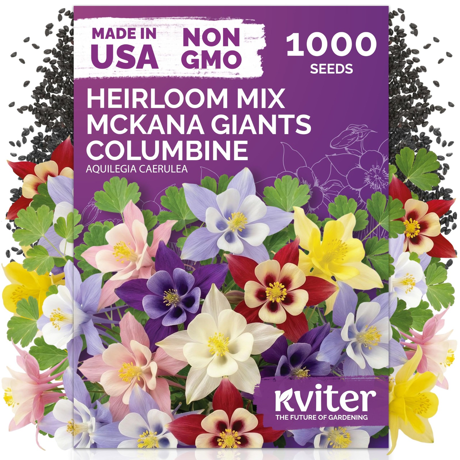 KVITER 1000 McKana Giants Mix Columbine Seeds (Aquilegia Caerulea)