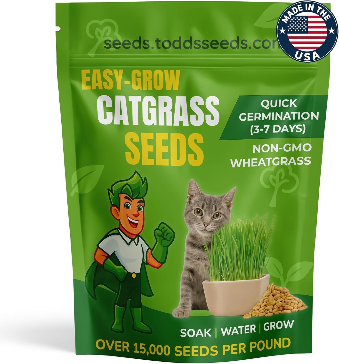 1lb Cat Grass: Non-GMO, Chemical-Free & Easy to Grow Indoors/Outdoors