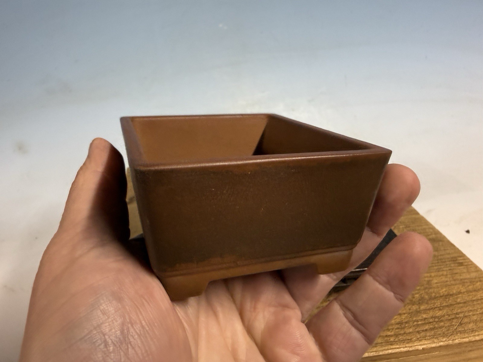 Japanese Unknown Maker Shohin Bonsai Tree Pot 3 1/2” Unglazed W/ Patina
