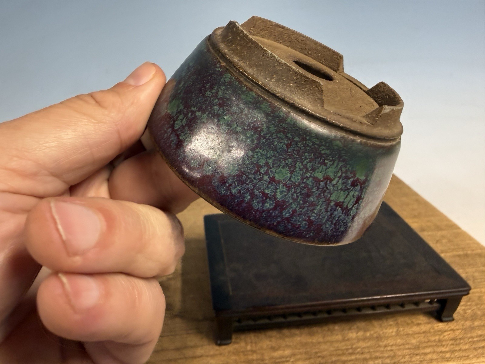 Japanese Unknown Maker Shohin Bonsai Tree Pot 3 5/8 By 1 5/8” Beautiful Glaze!!!