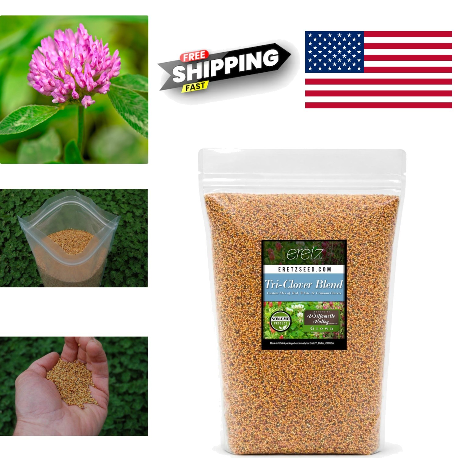 Five Pound Tri Clover Mix for Soil Health Beautiful Flowering Ground Cover
