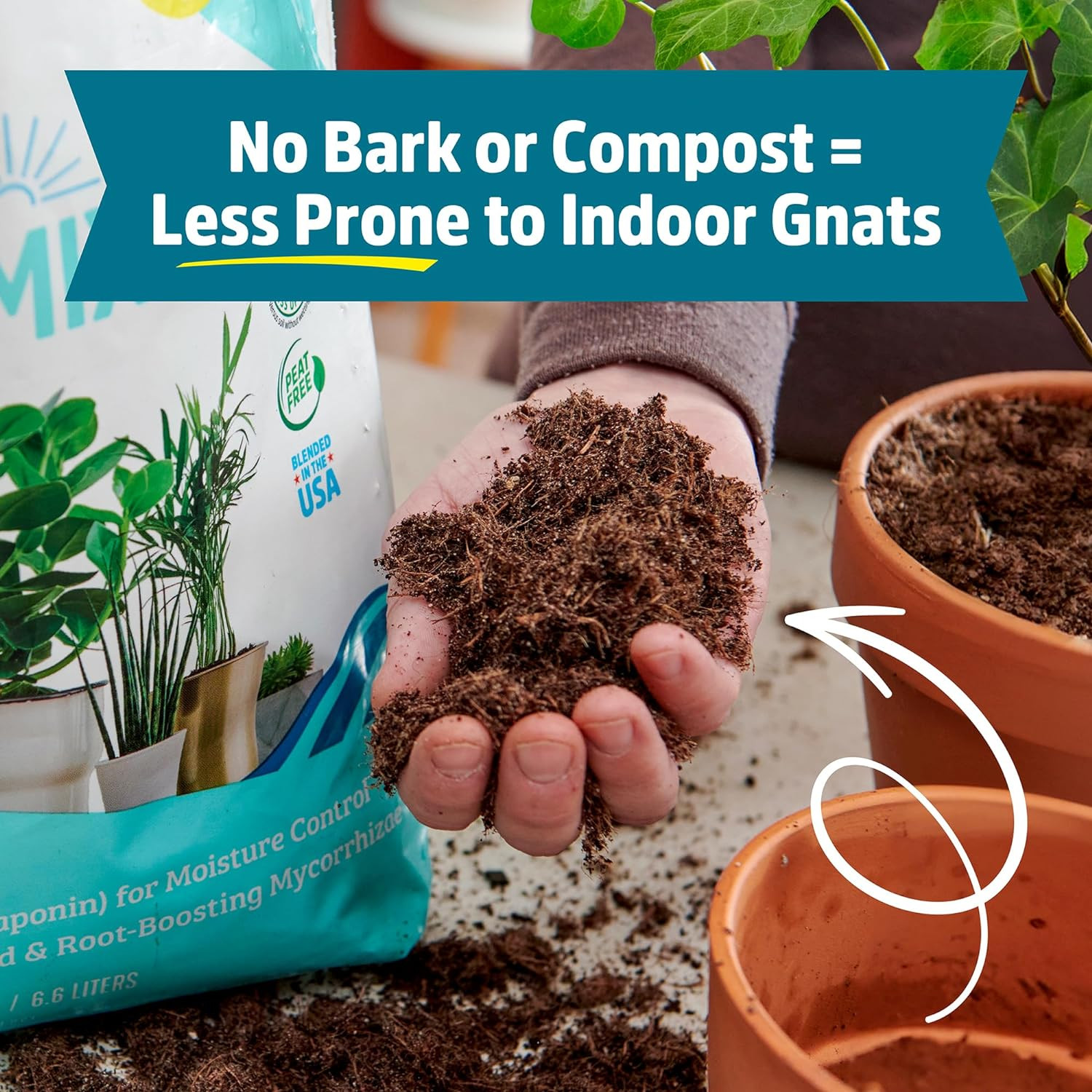 Organic Indoor Potting Mix (6 Quart) for Healthy Houseplants, USA Made