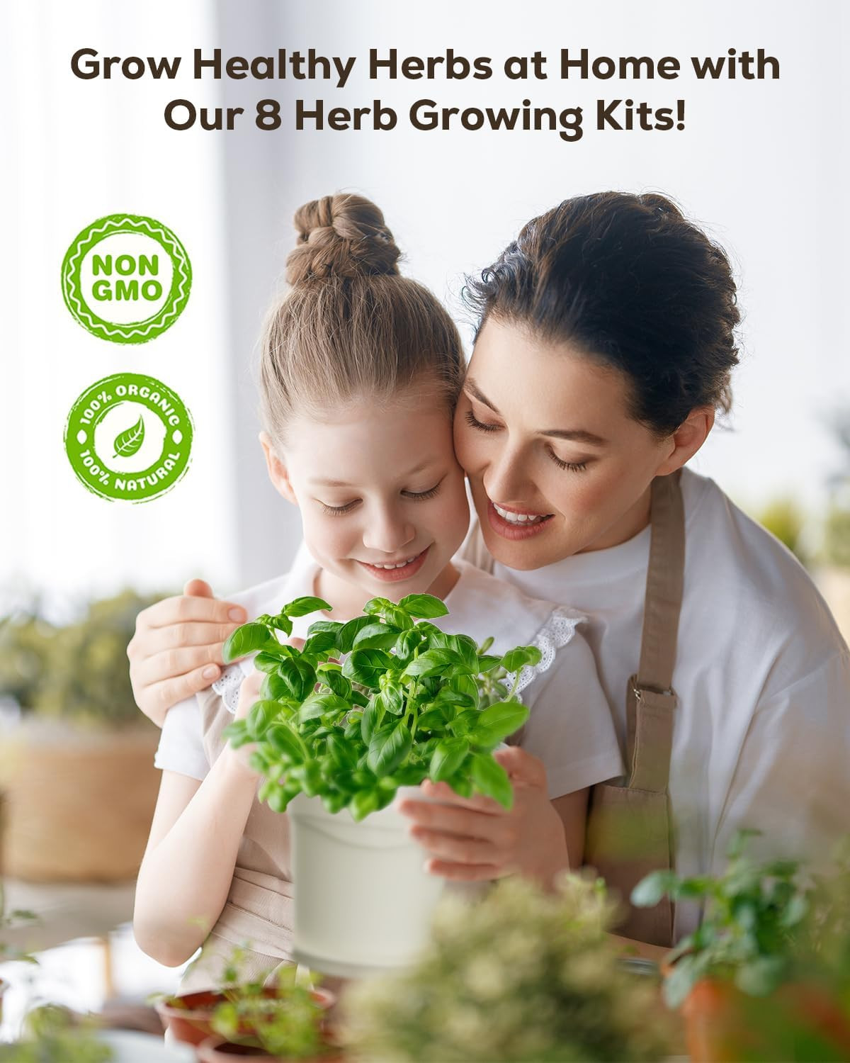 Indoor Herb Garden Kit with 8 Heirloom Seeds – Complete Windowsill Planter Start