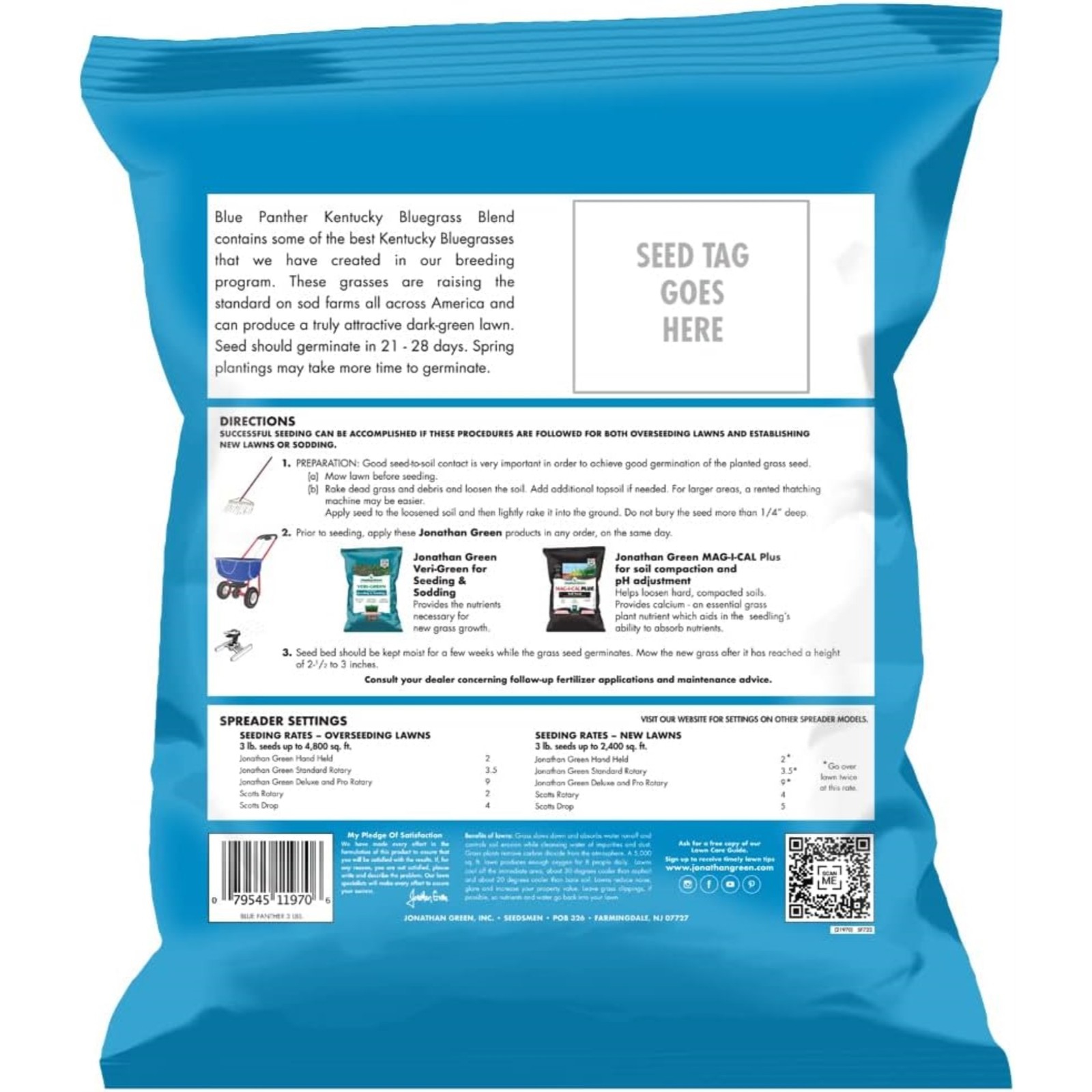 Jonathan Green (#11970) Blue Panther Kentucky Blue Grass Blend Seed Mix, 3# bag