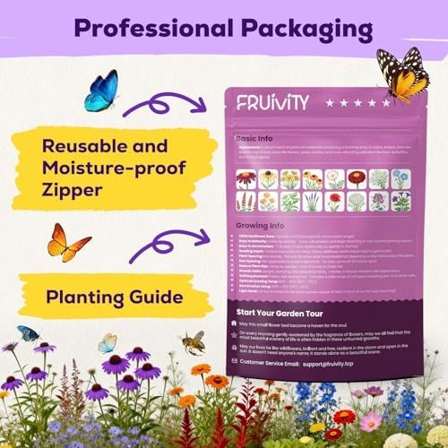 200,000+ Wildflower Seeds Bulk 4oz – 16 Varieties Perennial & Annual Mix, Attrac