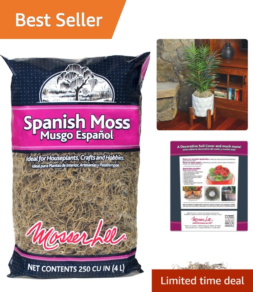 Unisex Spanish Moss 250 Cubic Inches for Interior Plants and Decorations