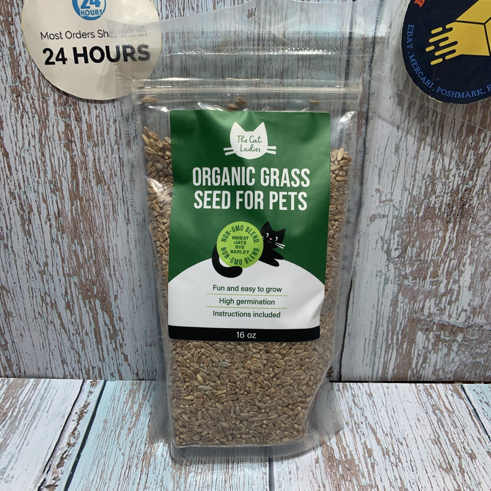 The Cat Ladies 100% Organic Cat 16oz Grass Seed Non GMO blend