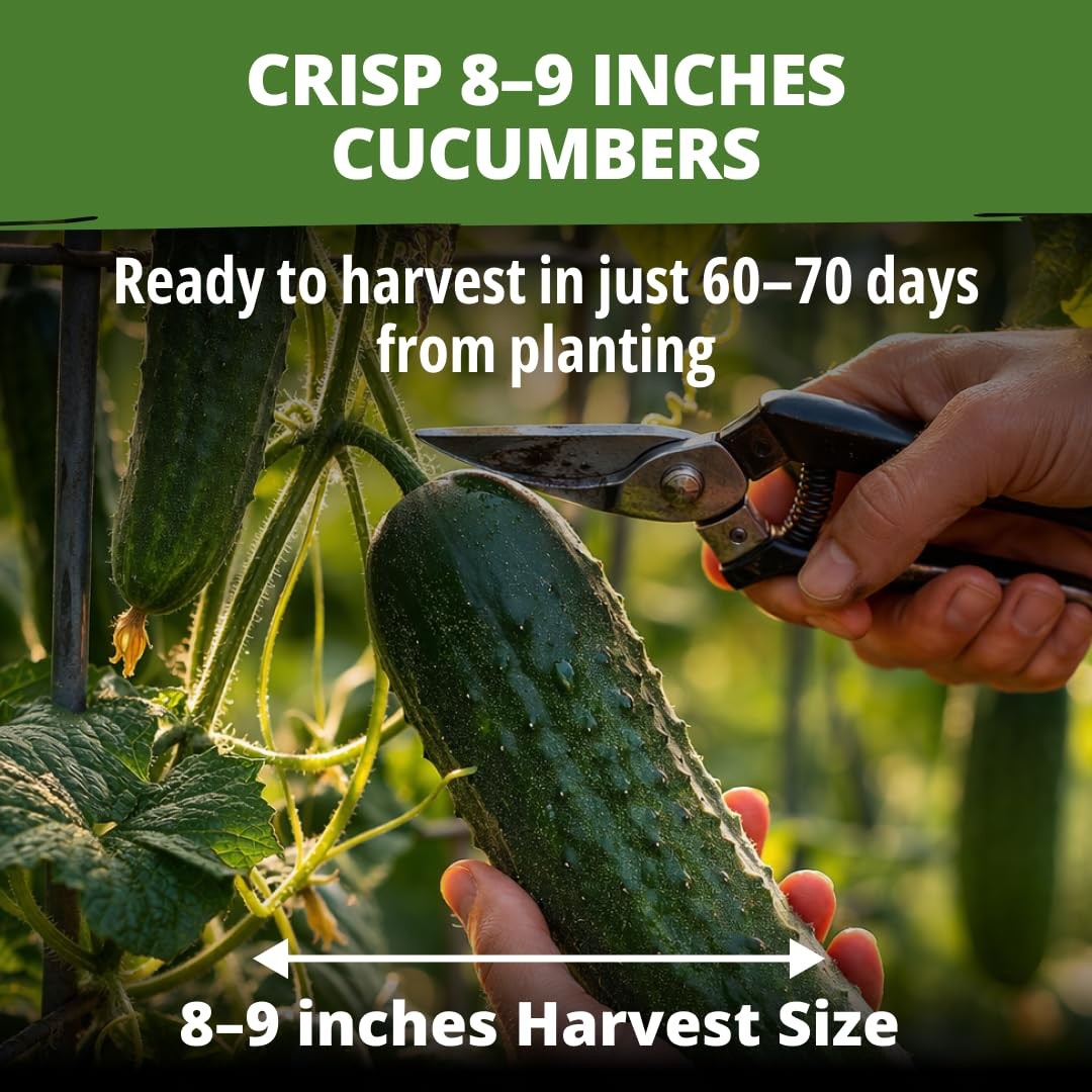 Organic Marketmore Cucumber Seeds 200+ Heirloom NonGMO Seeds for Planting, Hi…