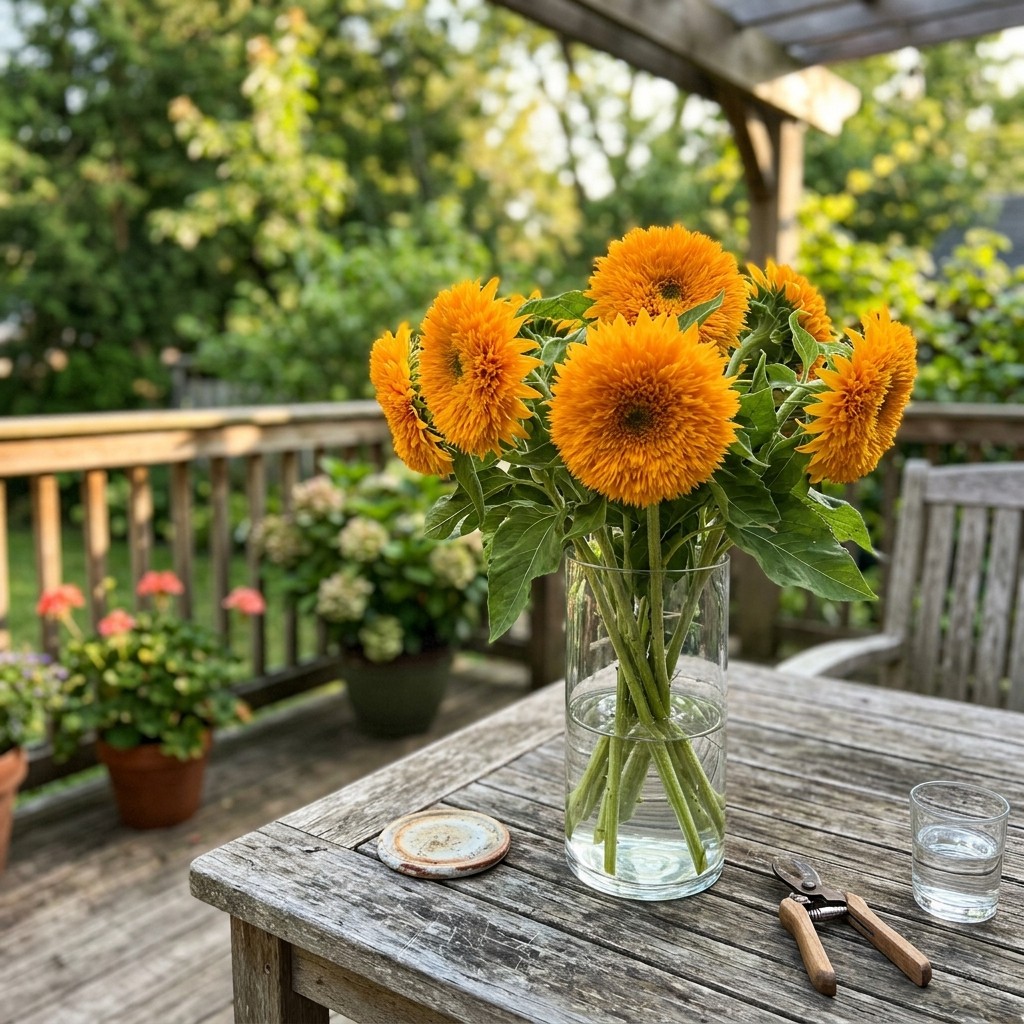100 Count Orange Teddy Bear Sunflower Seeds – Long Lasting Patio Blooms