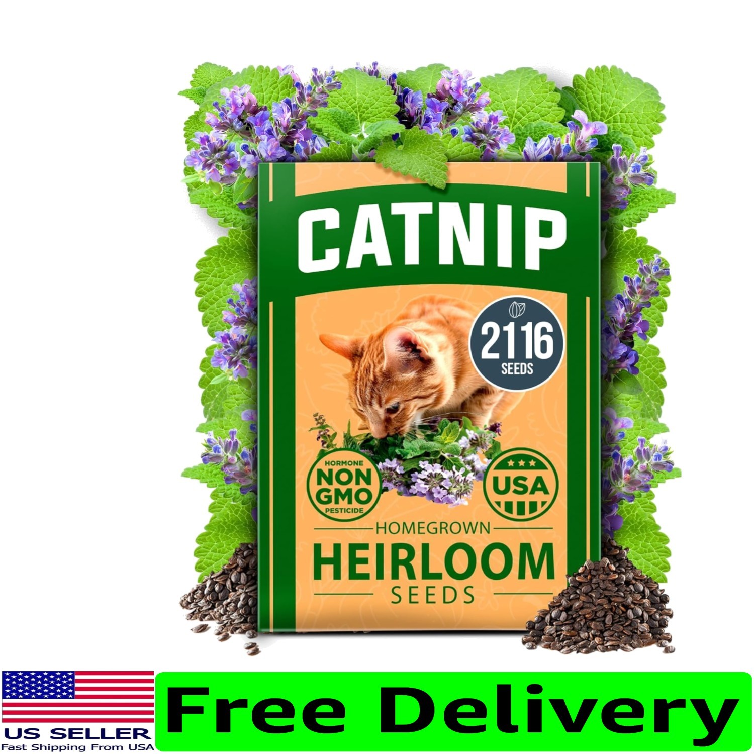 Pet Friendly Catnip Seeds – Bulk Pack of 2,116 for Healthy Cats & Gardens
