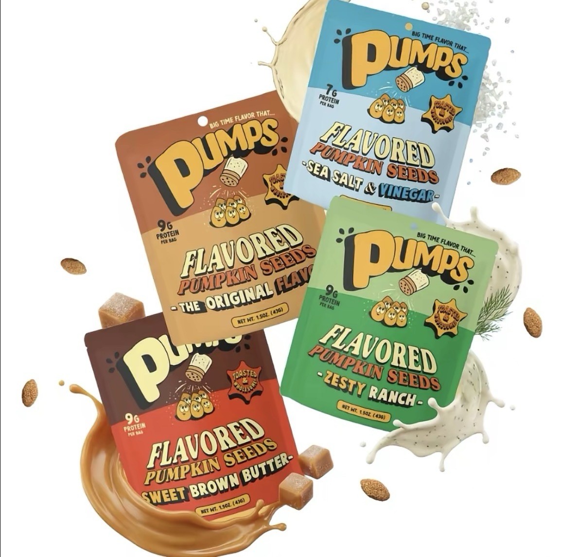 Pumps Flavored Pumpkin Seeds Starter Pack, Healthy Vegetarian Snack