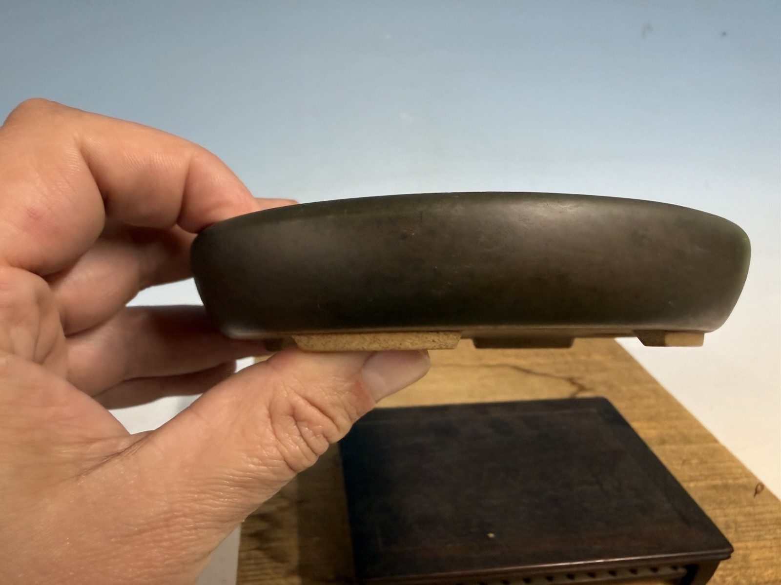 Japanese Unknown Maker Shohin Bonsai Tree Pot 5 5/8” Unique Glaze Color