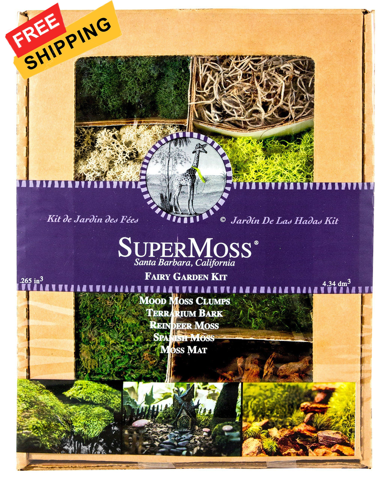 SuperMoss (50310) Fairy Garden Kit, Mixed Mosses, 4 120 cu in, Multicolor