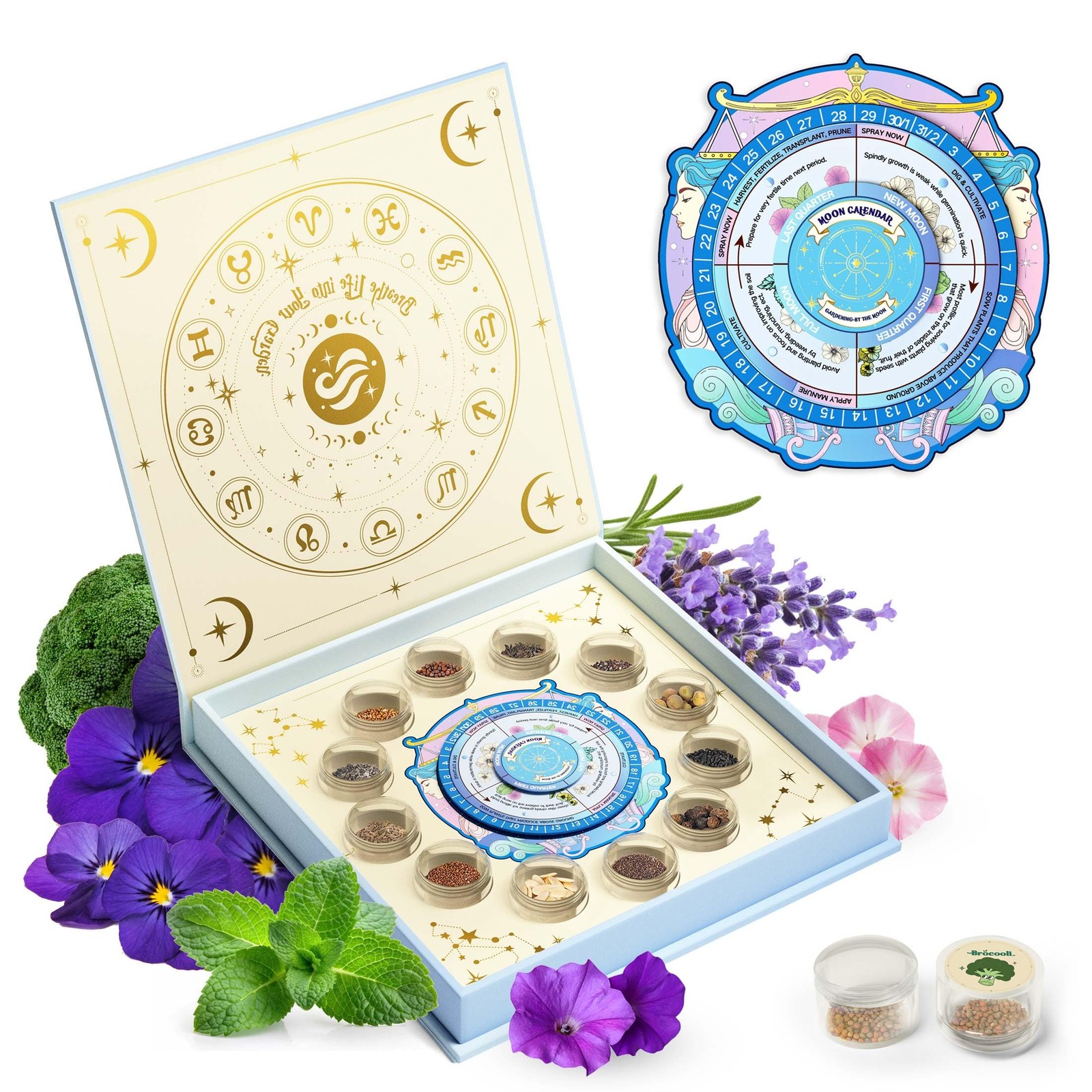 Lush&Dew Zodiac Garden Seed Bank, Gardening Gifts for Women Men, 12 Varieties