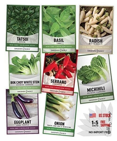 , Asian Vegetable Seeds for Planting 8 Packets Bok Choy, Michihili (Napa)