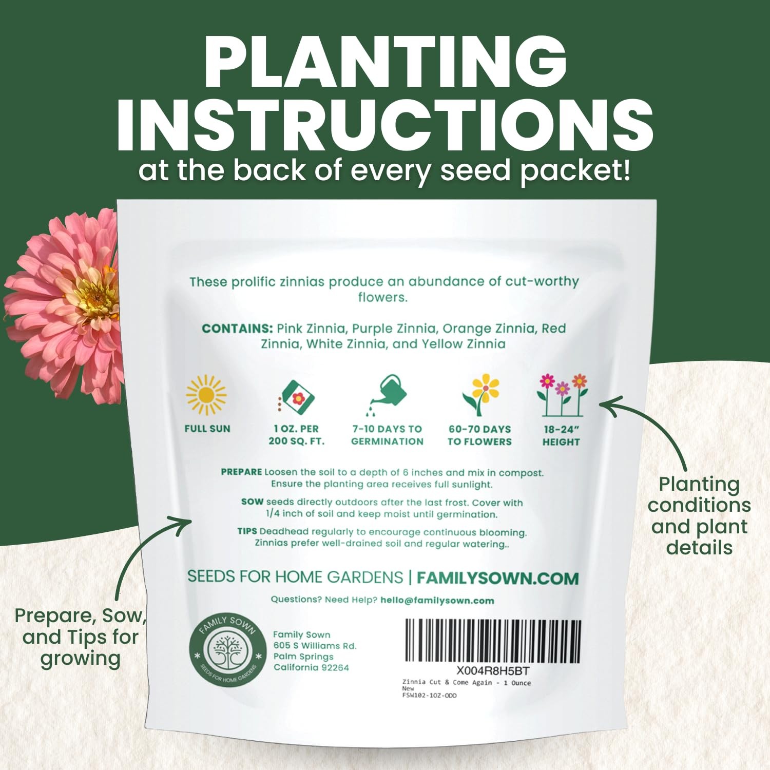 Zinnia Seeds for Planting – 4,000 Count, 1 Ounce Pouch, Easy Growth