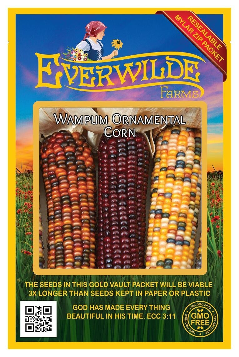 100 Wampum Ornamental Corn Seeds – Everwilde Farms Mylar Seed Packet