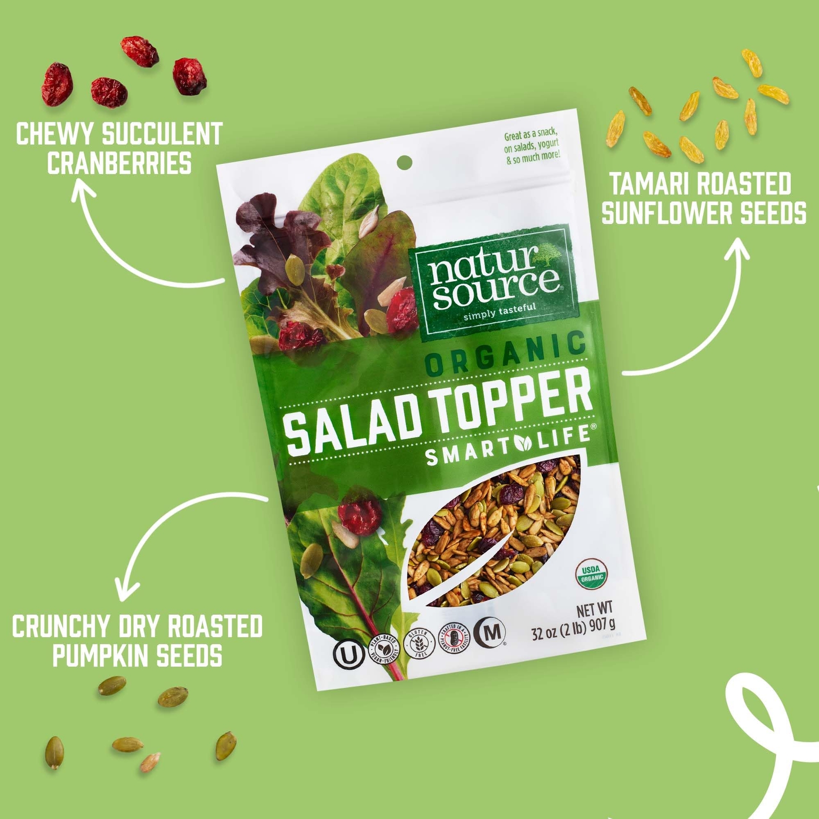 Organic Salad Topper 2 Pound Pack with Cranberries Seeds for Salads and Snacks