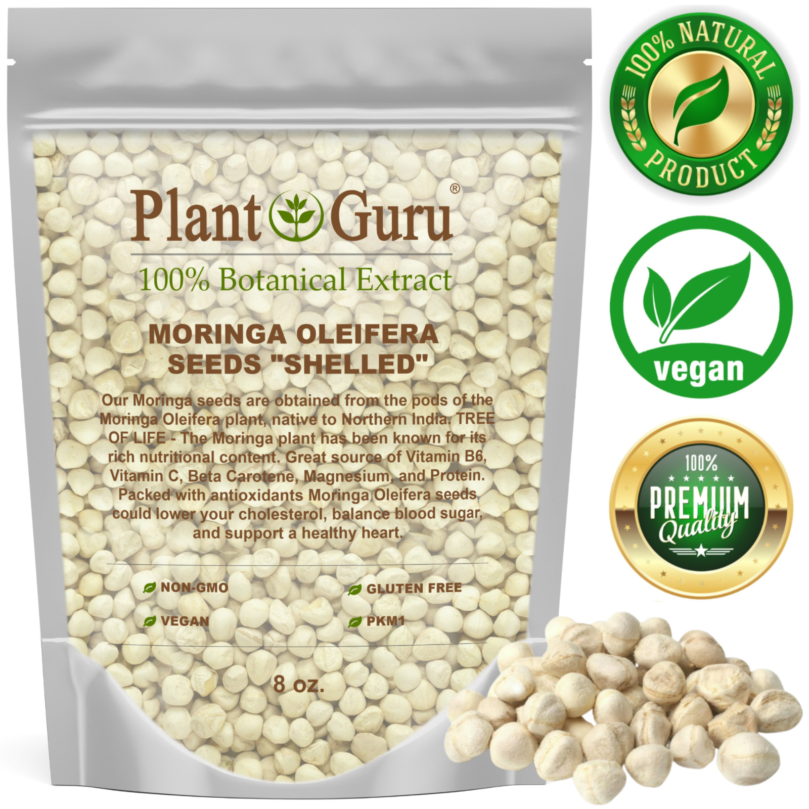 2500 Moringa Oleifera Seeds Kernel 2 lbs. Jar Bulk SHELLED Fresh