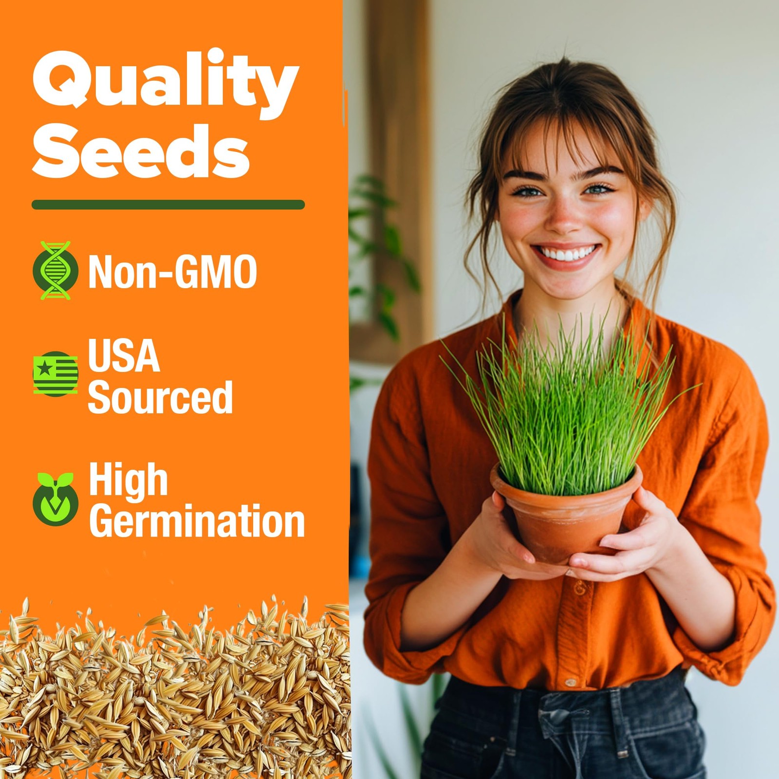 Home Grown 3200+ Indoor Cat Grass Refill – Non-GMO USA Grown Catnip, Oat & Al…