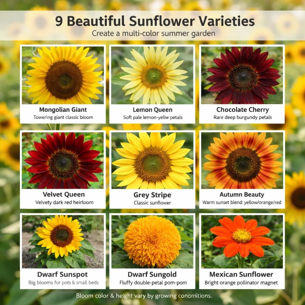 Bulk Sunflower Seeds Variety Pack – Non-GMO Dwarf & Giant Seeds for Planting