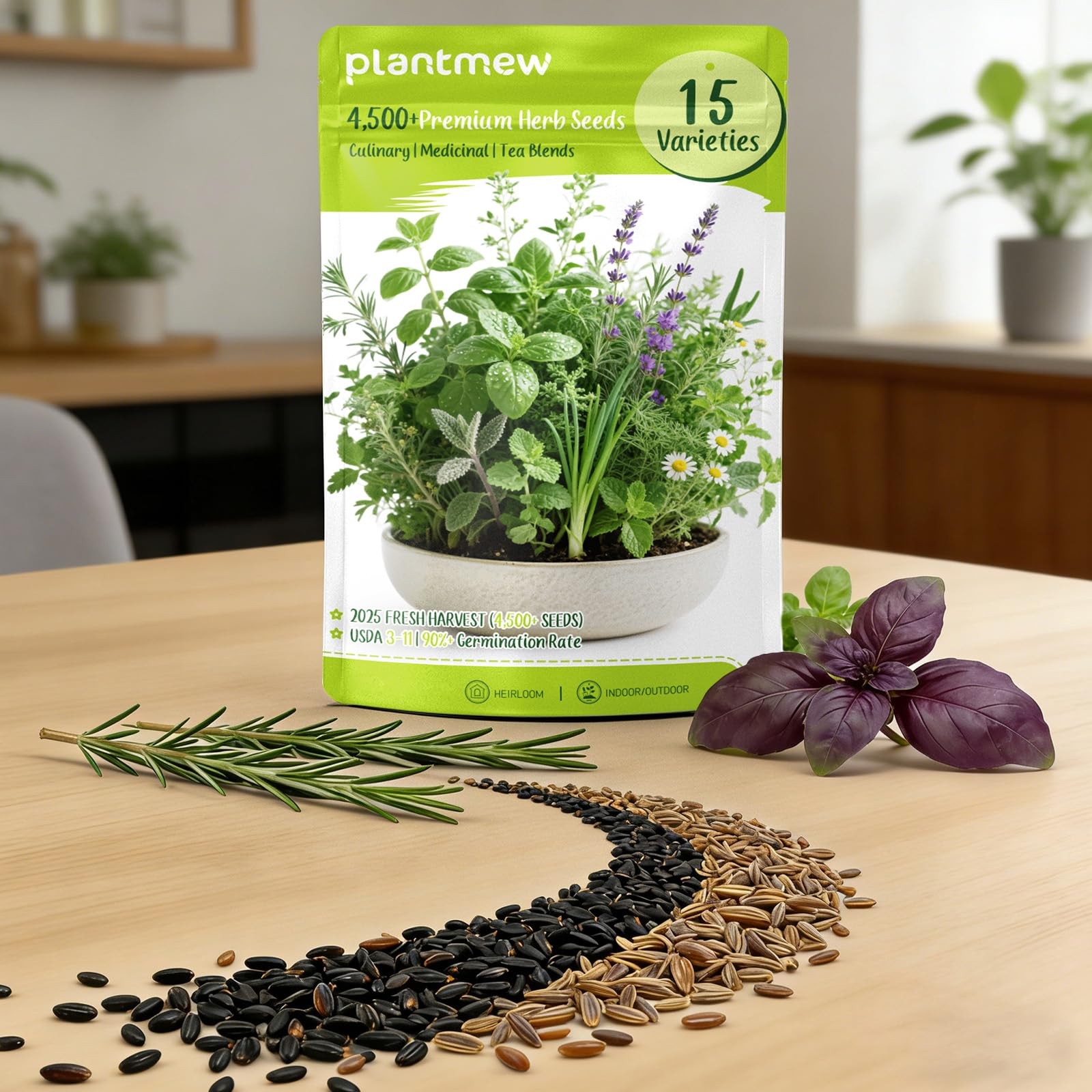 Herb Seeds 15Pack – 4,500+ Heirloom Seeds for Planting – Indoor & Outdoor Her…