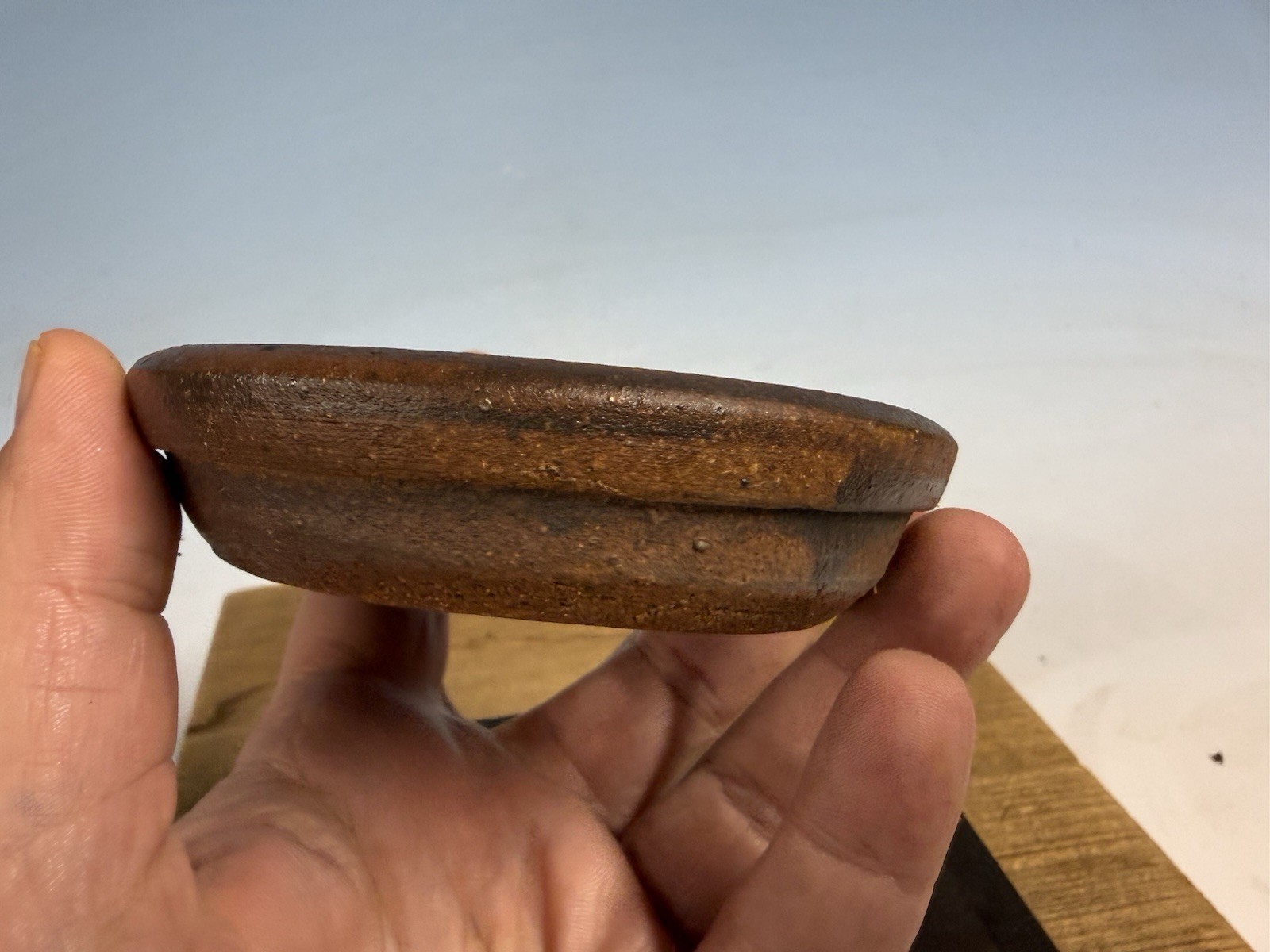 Japanese Unknown Maker Shohin Bonsai Tree Pot 4 1/16 By 1” unglazed Handmade