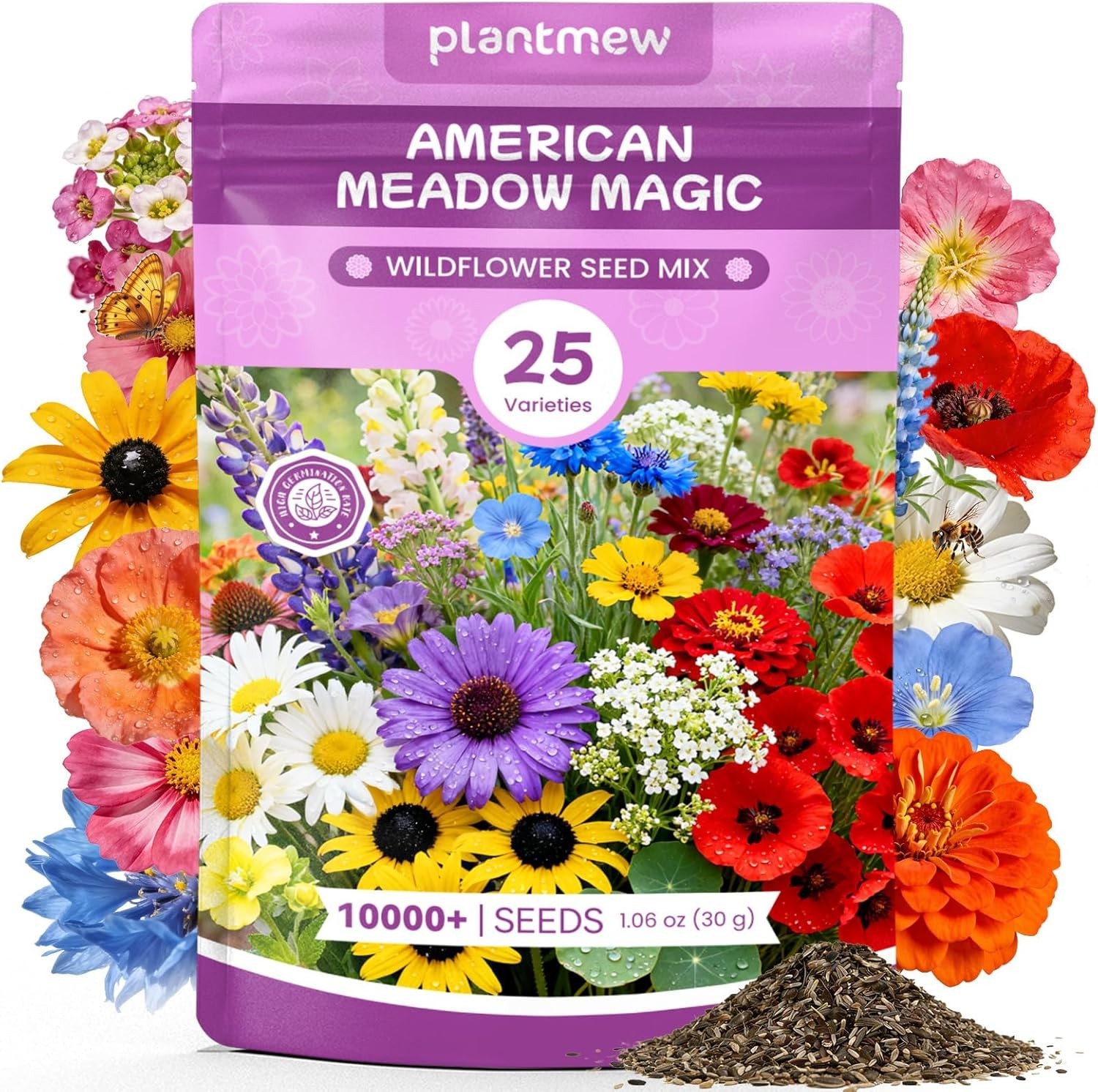 Wildflower Seeds Bulk Mix – 10,000+ Perennial & Annual Seeds – Texas, California