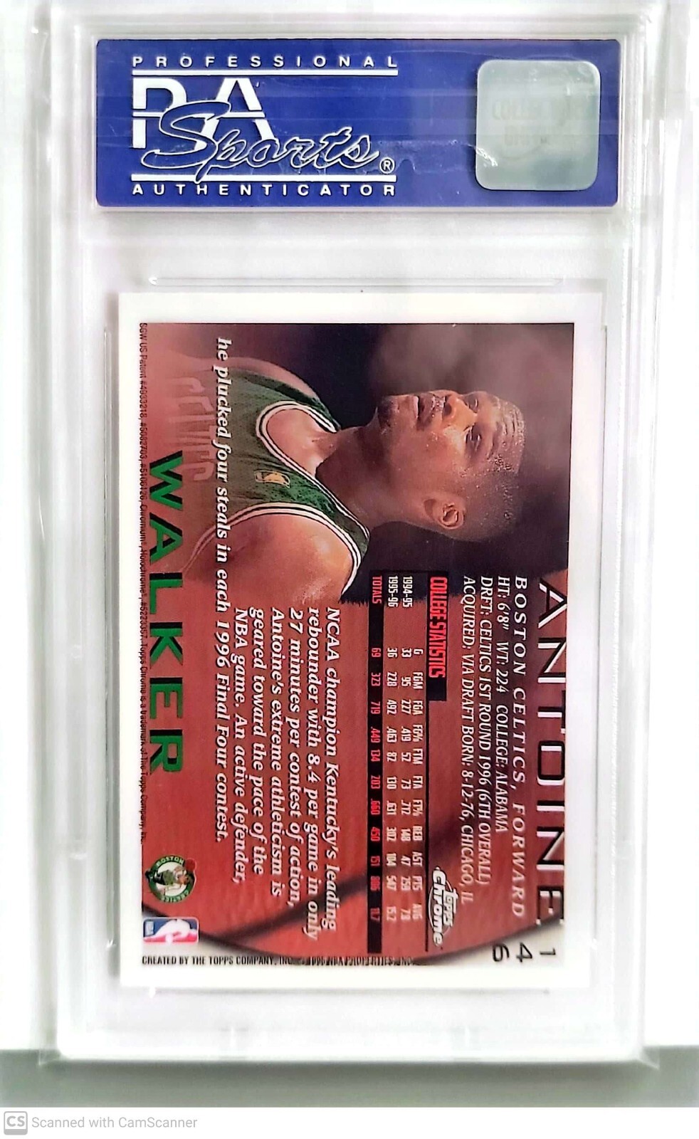 Antoine Walker 1996 Topps Chrome RC #146 PSA 9