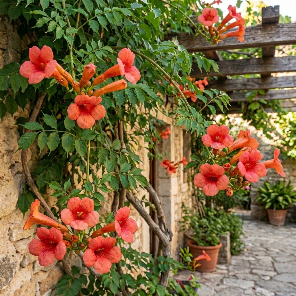 100Pcs Trumpet Vine Seeds, Climbing Flower Seeds for Garden&Trellis Planting