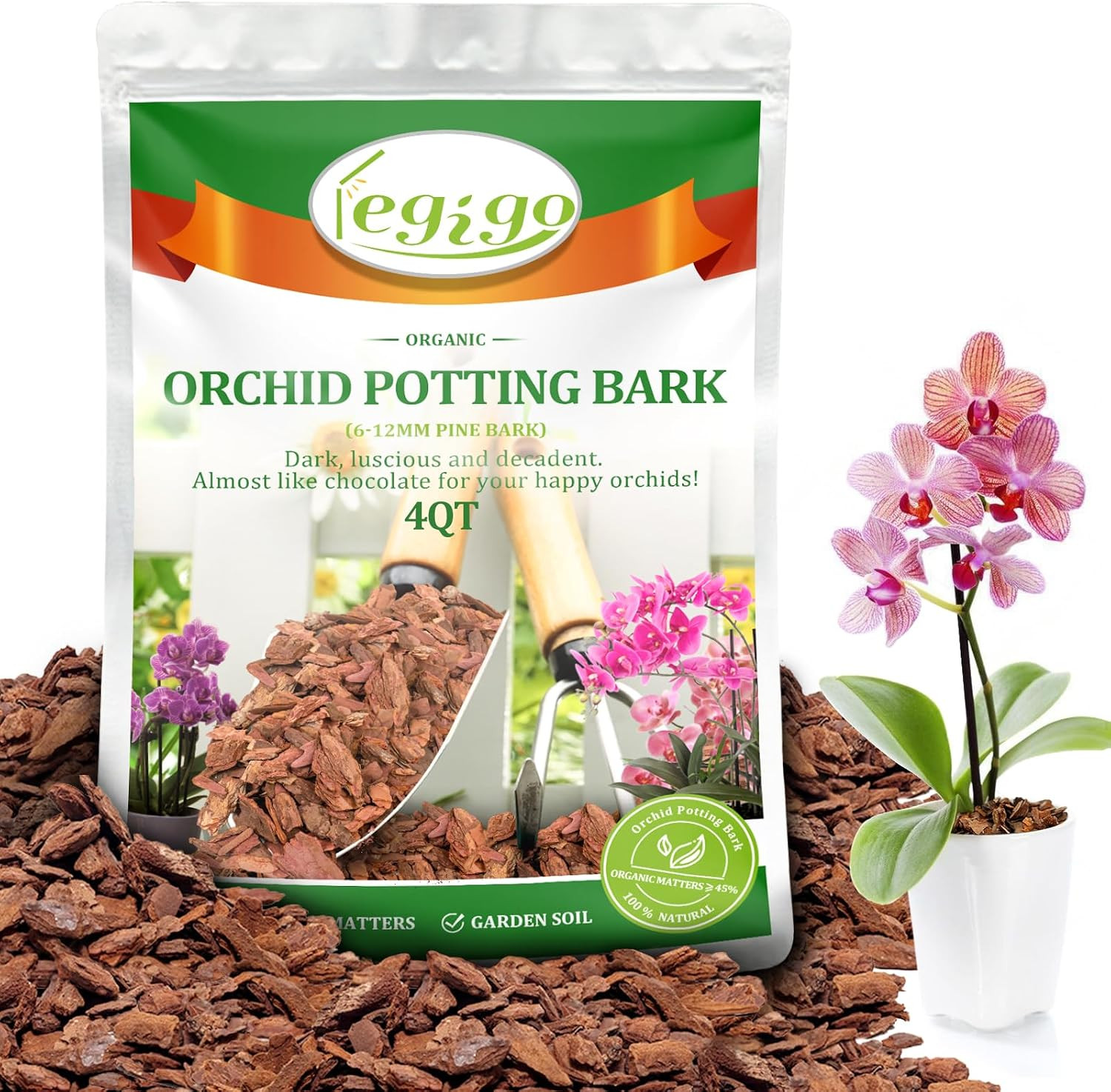 4 Quarts Organic Orchid Potting Bark- All Natural Orchid Bark Potting
