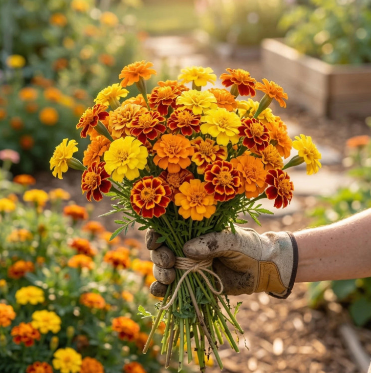 French Marigold PETITE MIX Double Dwarf Flowers Heirloom USA Non-GMO 100 Seeds!