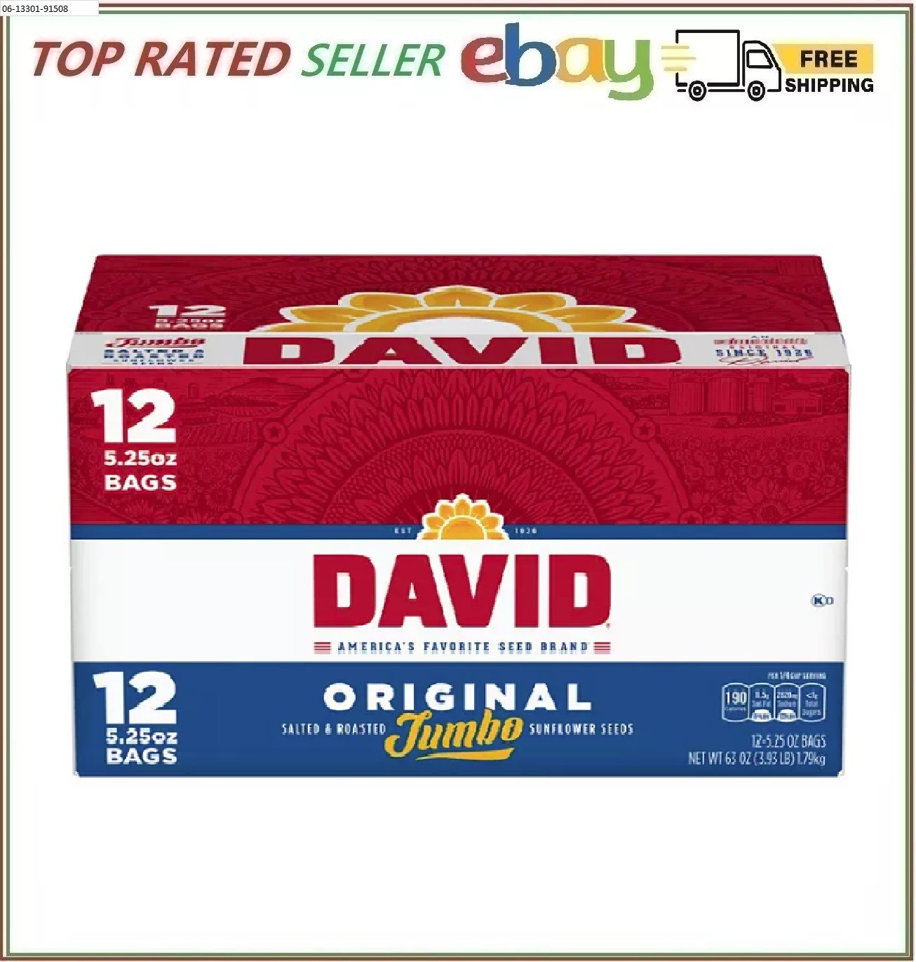 David Jumbo Sunflower Seeds 5.25 oz., 12 ct.