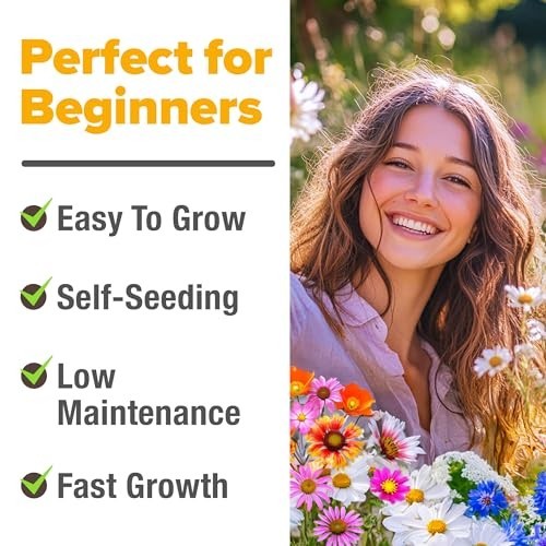 90,000+ Wildflower Seeds Mix – 3oz, 24 Varieties, Non-GMO Perennial, Attracts Be
