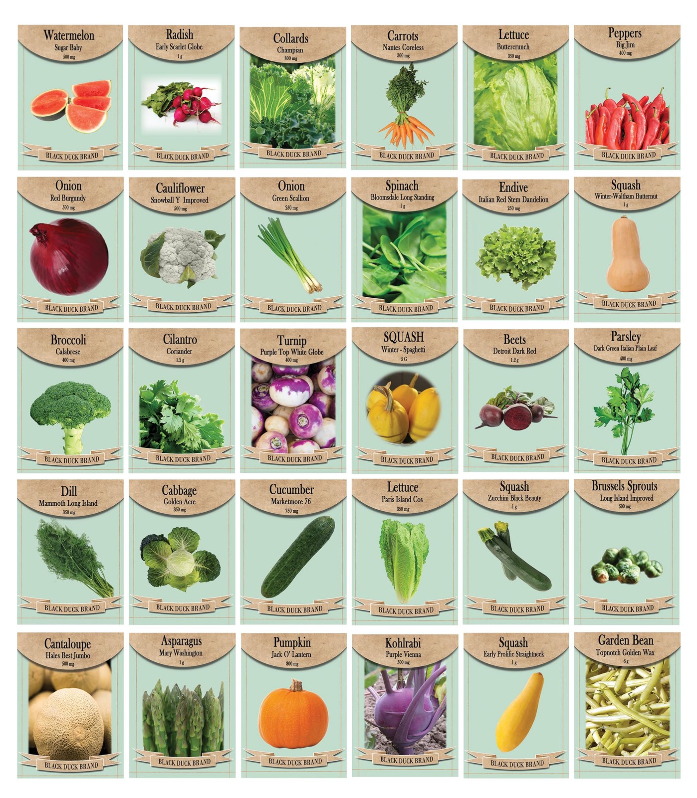 30 Assorted Packages of Vegetable Seeds, 15+ Varieties, All Seeds are Heirloo…