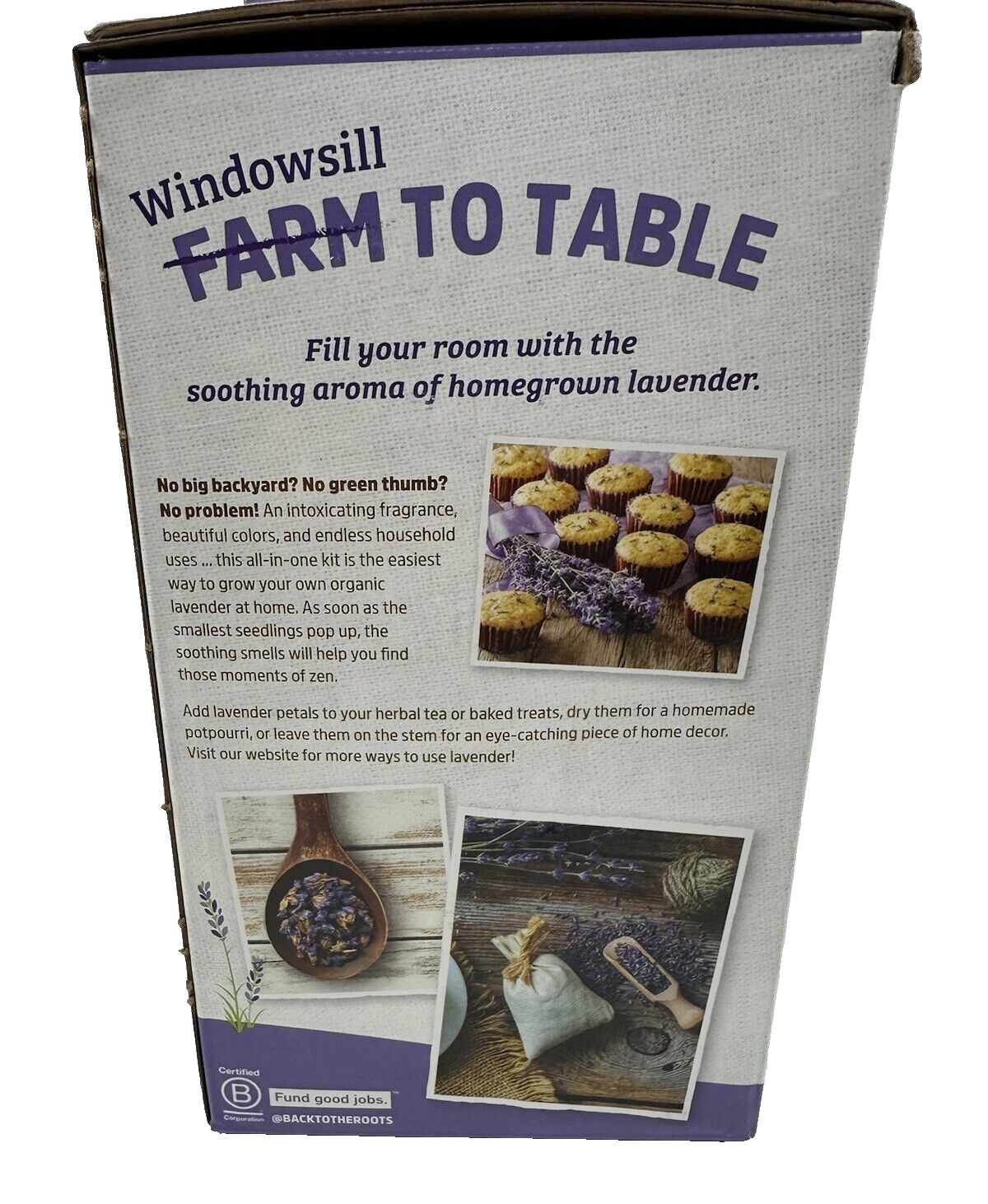 Back To The Roots Organic Lavender Windowsill Grow Kit NEW IN BOX All Included