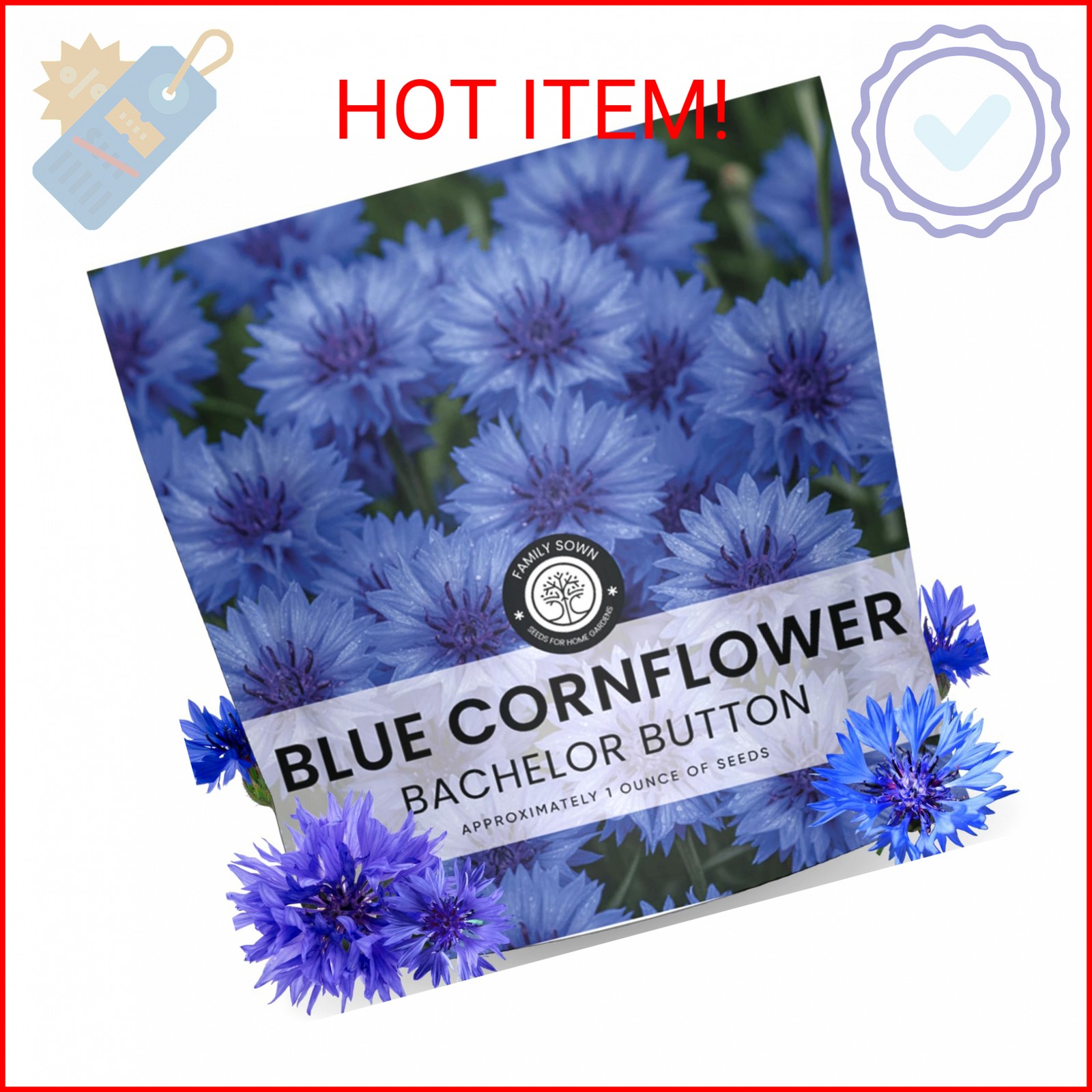 Blue Cornflower – 4,000 Seeds for Planting – 2026 Season – 1 Ounce Pouch