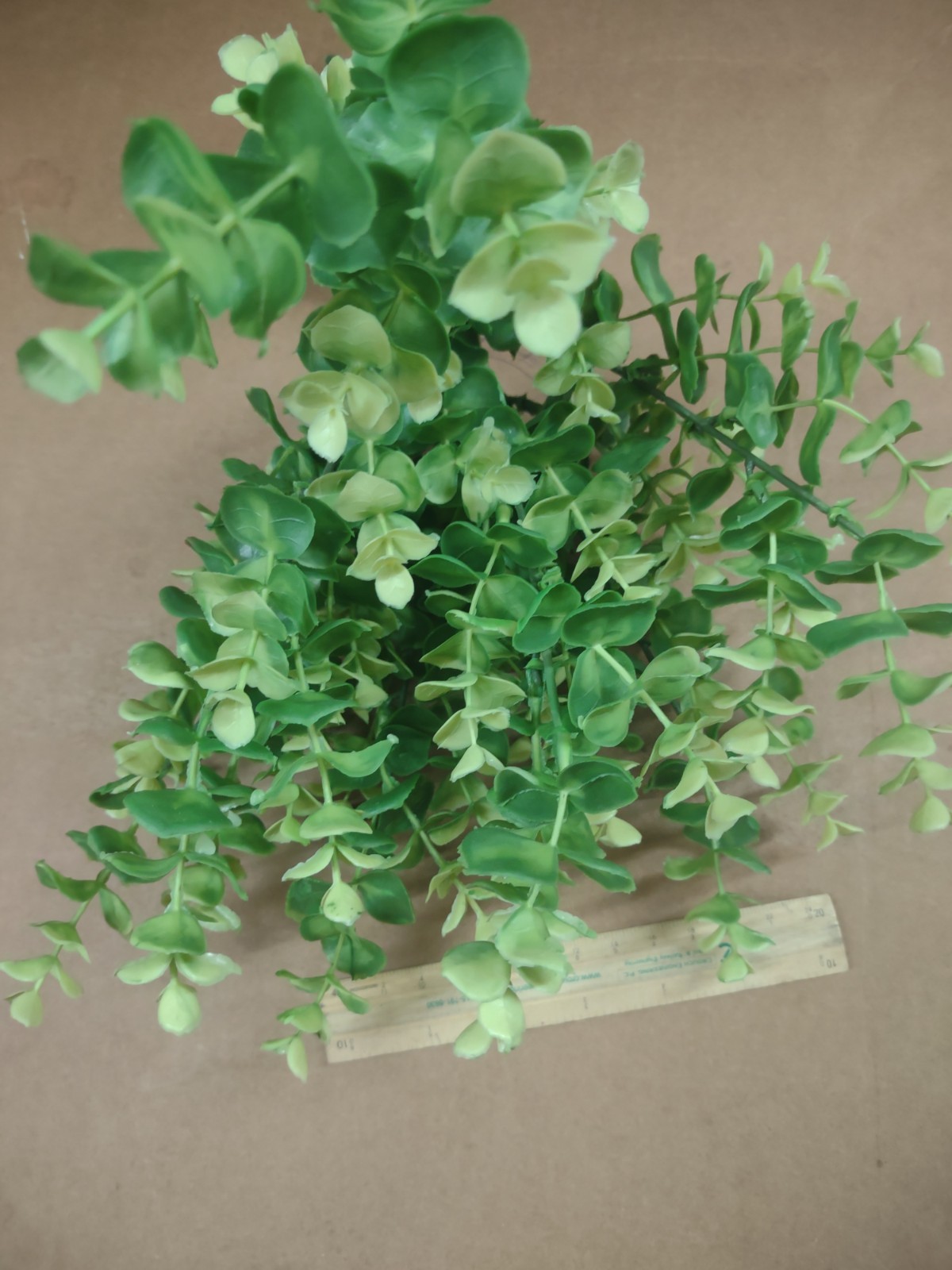 Plastic Spiral Eucalyptus Bush, 13″ Green w Pale Tips, 7 Wired Branch Baby Euc