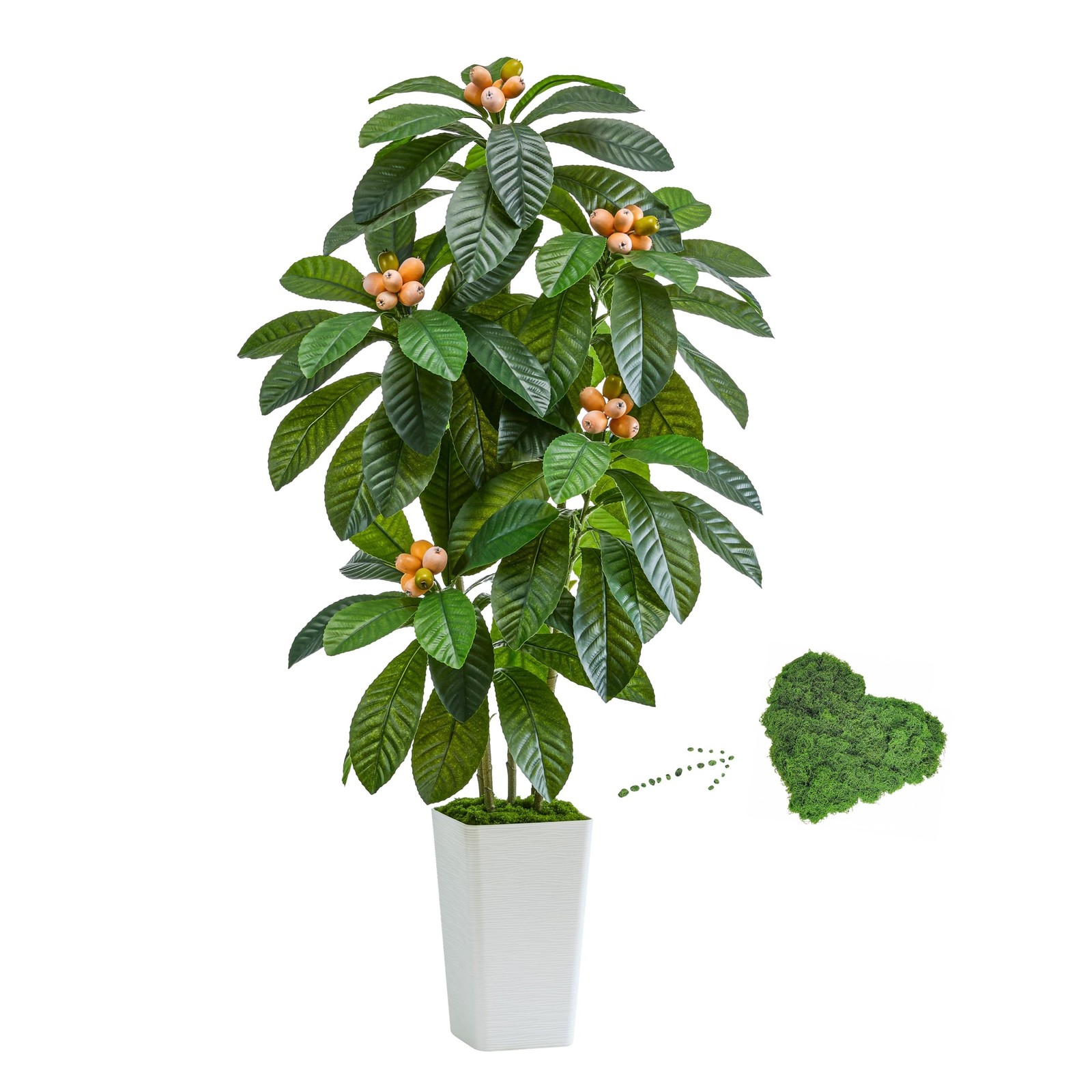 Artificial Loquat Tree 5FT Japanese Medlar Tropical Fruiting Plant Tall Artif…