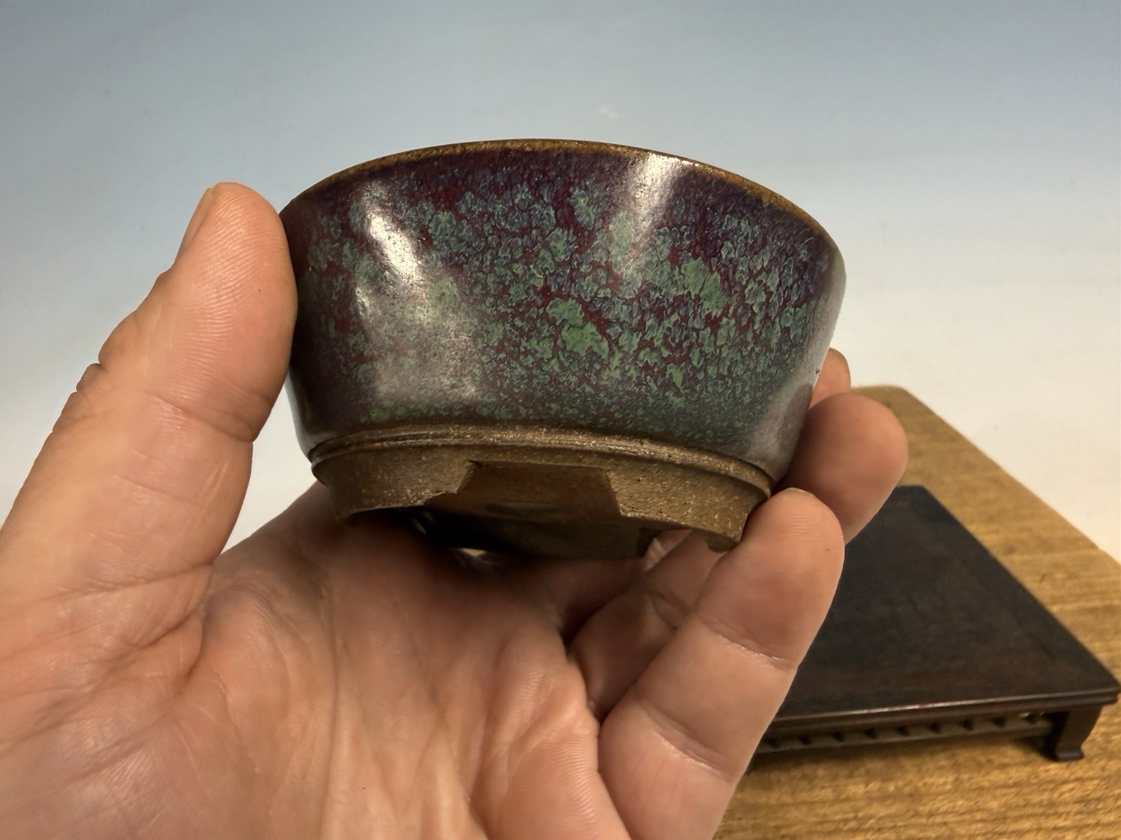 Japanese Unknown Maker Shohin Bonsai Tree Pot 3 5/8 By 1 5/8” Beautiful Glaze!!!