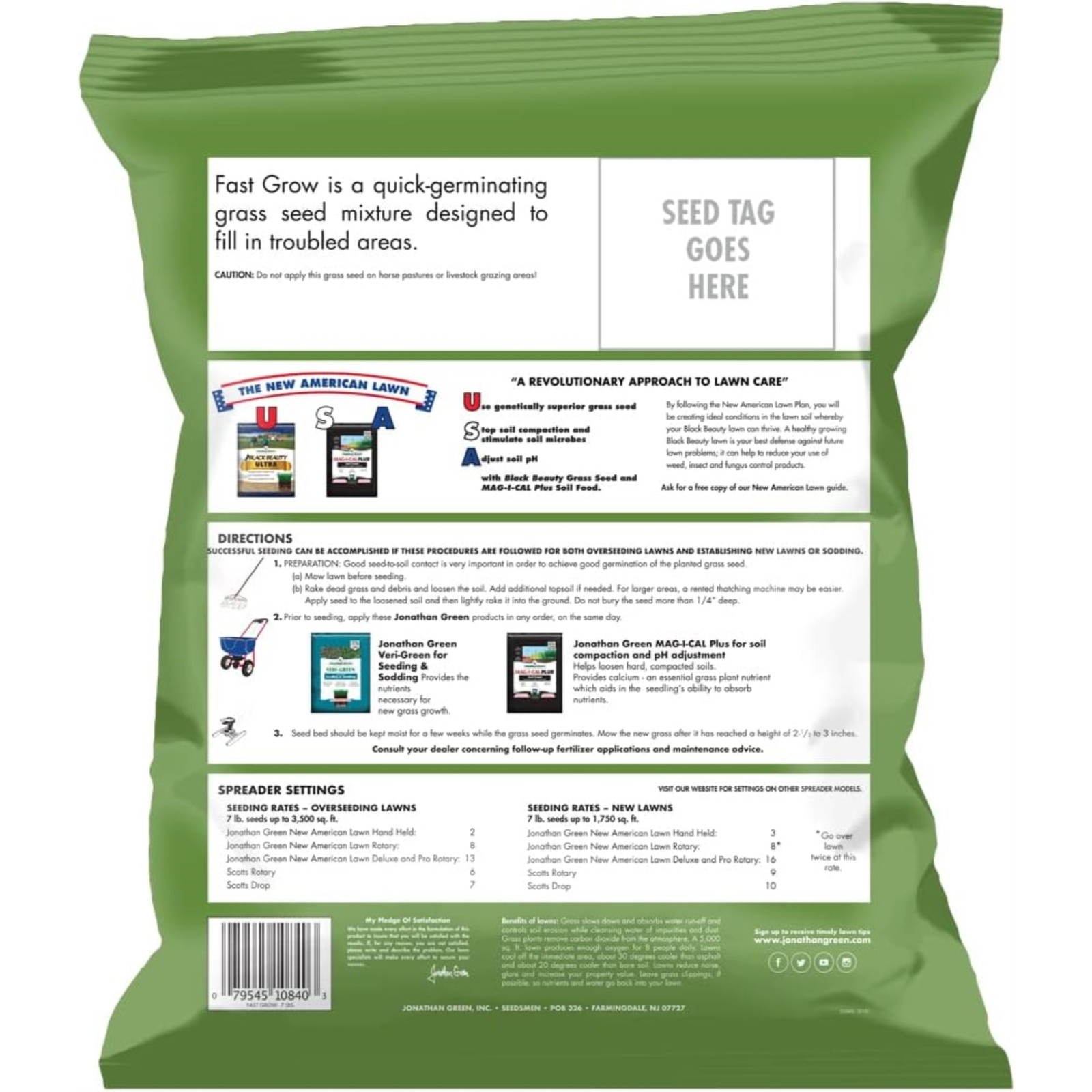 Jonathan Green Fast Grow Grass Seed Mixture, 7lb