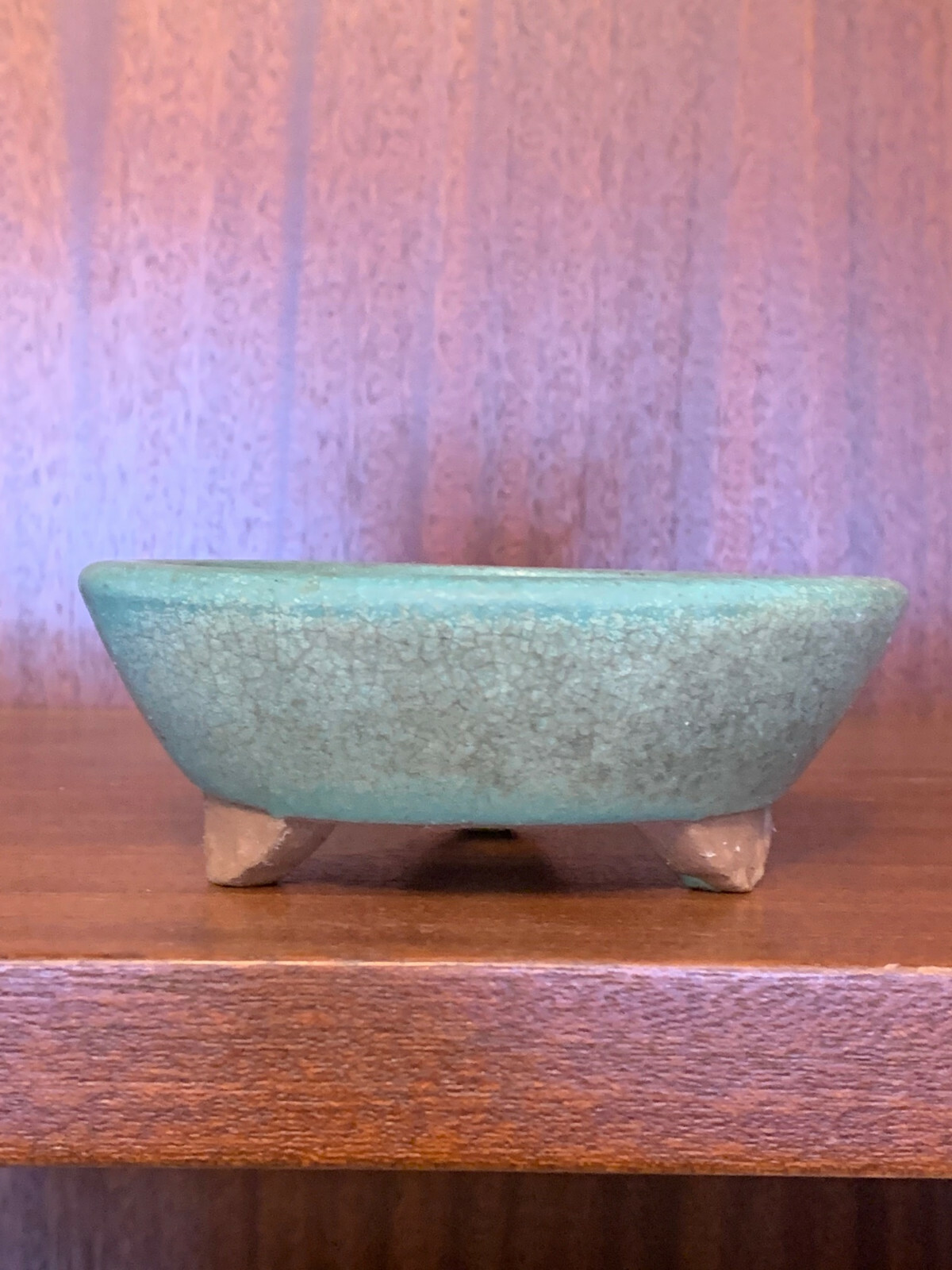 Green/blue Glazed High Quality Round Shohin Bonsai Tree Pot 4.625″x1.625″