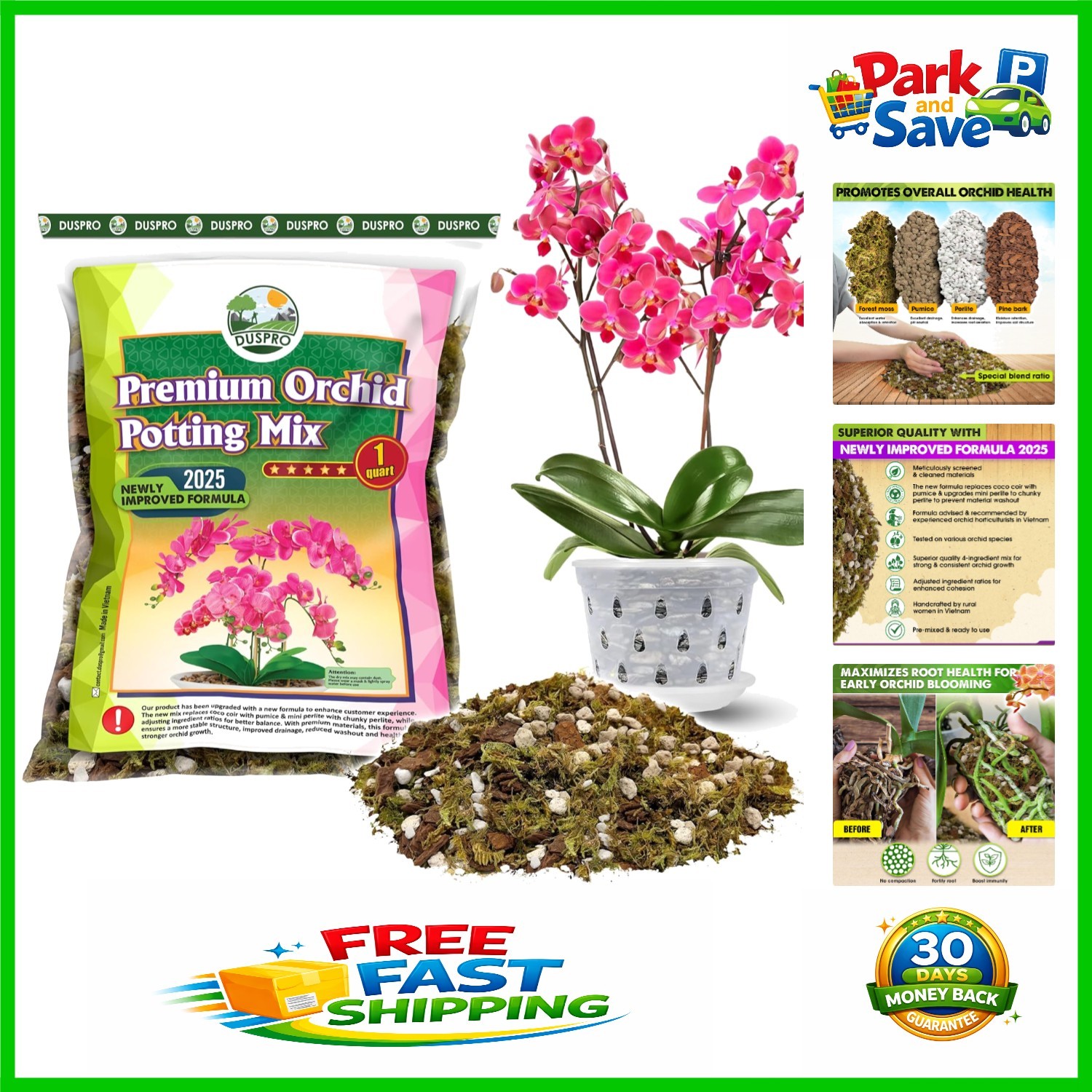All-in-One 1 Quart Orchid Potting Mix: Forest Moss, Pumice & Efficient Drainage