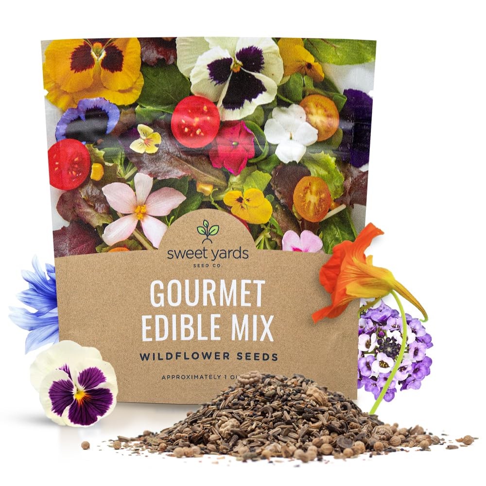 Wildflower Seeds Edible Flowers Mix 1 Ounce 7000 Annual Perennial Seeds