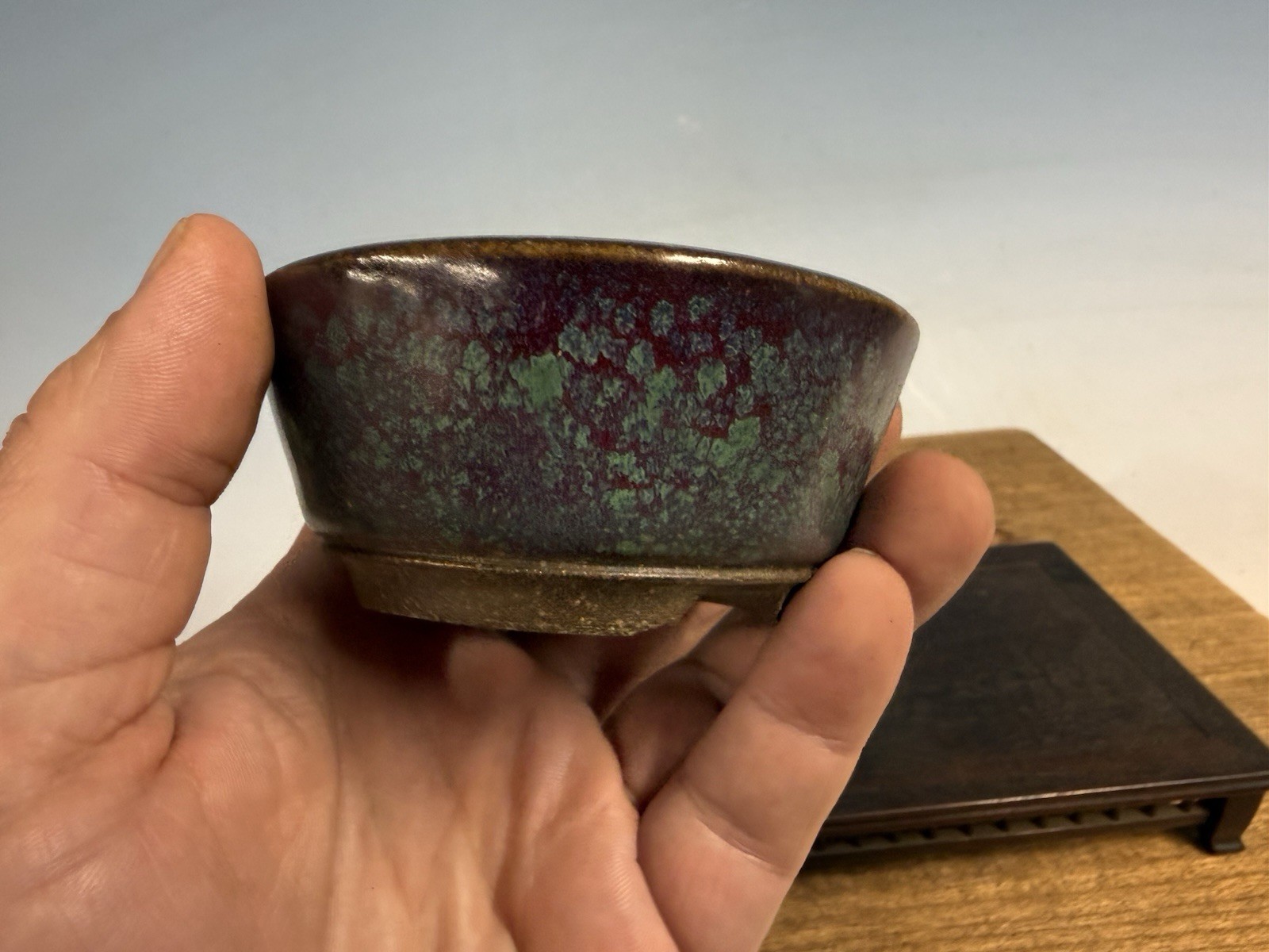 Japanese Unknown Maker Shohin Bonsai Tree Pot 3 5/8 By 1 5/8” Beautiful Glaze!!!