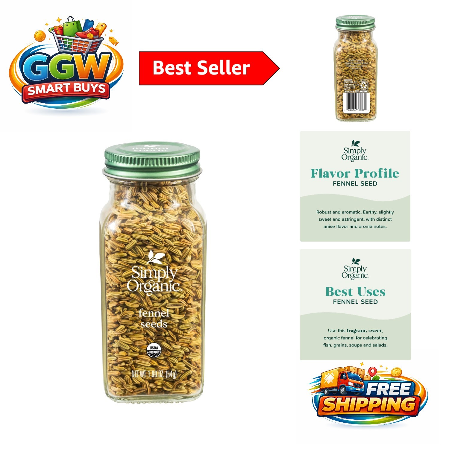 1.90 oz Certified Organic Fennel Seed – Enhance Your Dishes with Licorice Flavor