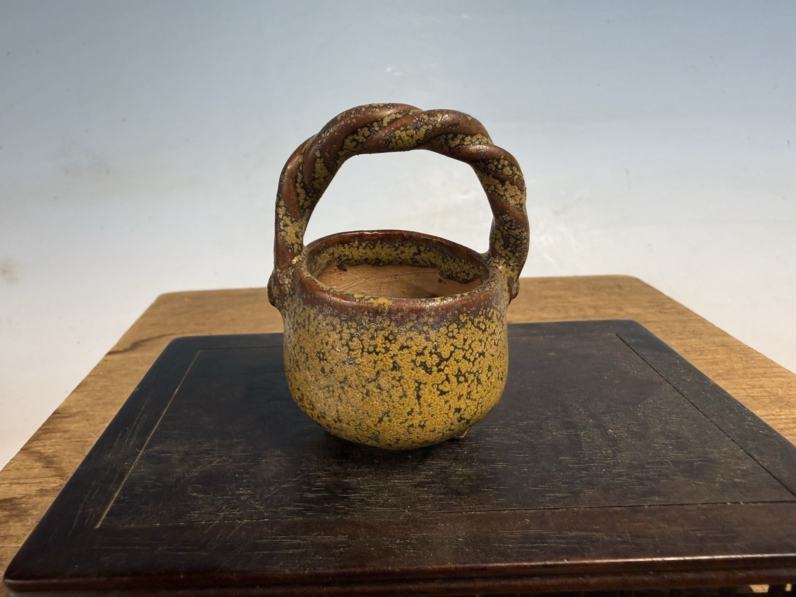 Japanese Unknown Maker Shohin Bonsai Tree Pot Handmade Basket Style 2