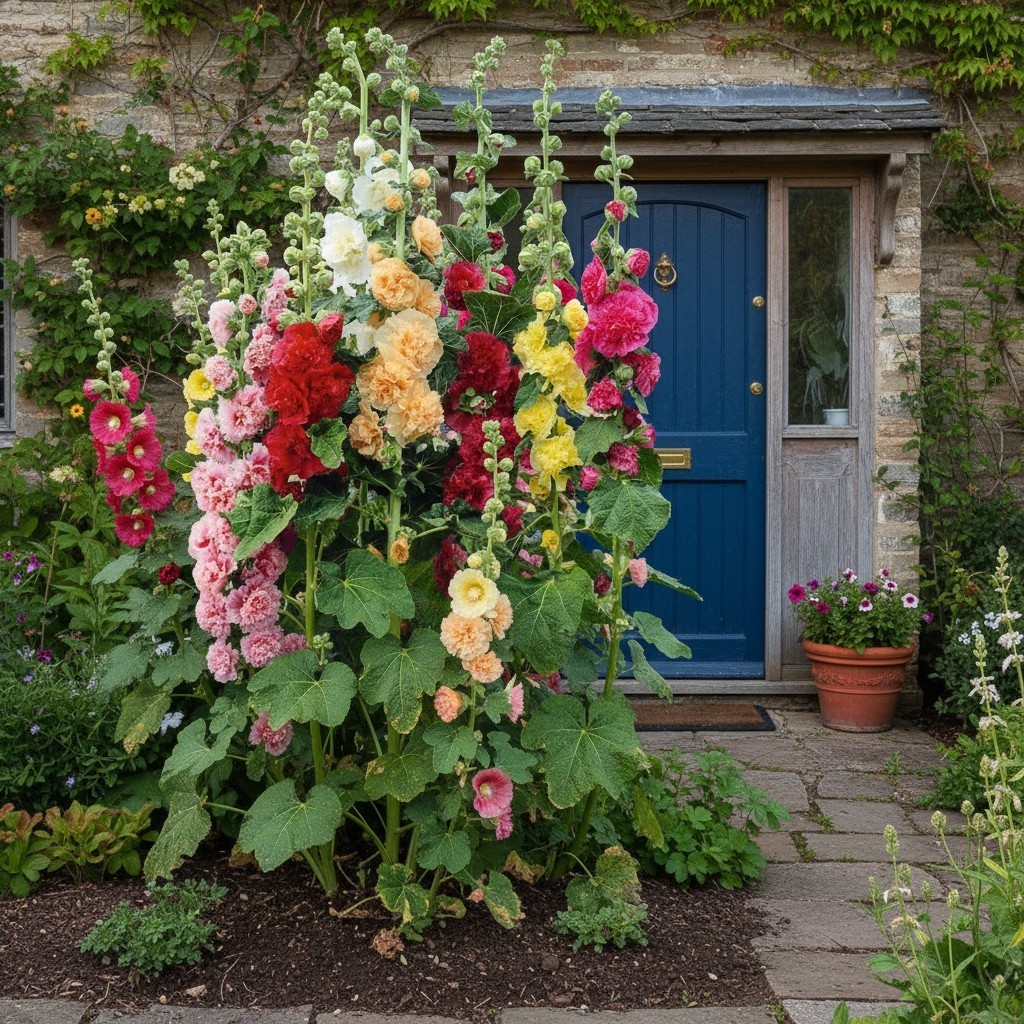 Mixed Double Hollyhock Seeds 100 Count – Colorful Cottage Garden Flowers