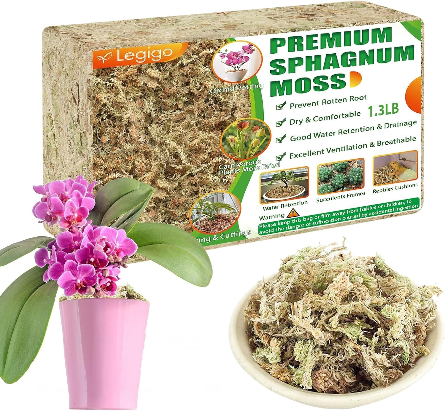 1.3LBS Sphagnum Moss – 25QT Natural Substrate for Thriving Plants